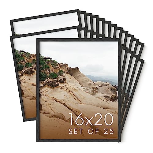 16x20 Black Oak Wood Picture Frames Set of 25