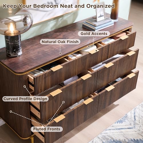 Fluted 7 Drawers Dresser for Bedroom