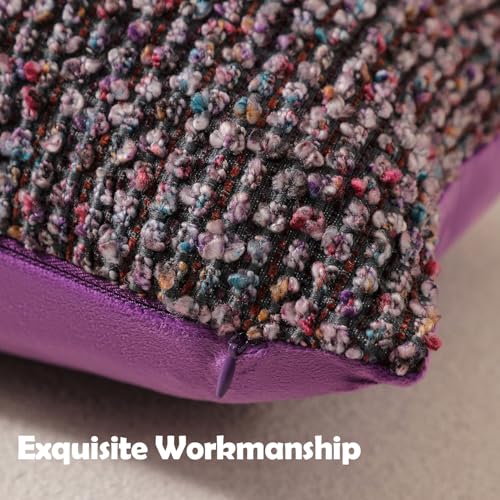Striped Throw Pillow Covers 18x18 Set of 2 Colorful PurpleTextured Boucle Chic Morden Boho Accent Farmhouse Square Decorative Couch Pillow Covers for Home Decor Bed Sofa Living Room (2 Count)