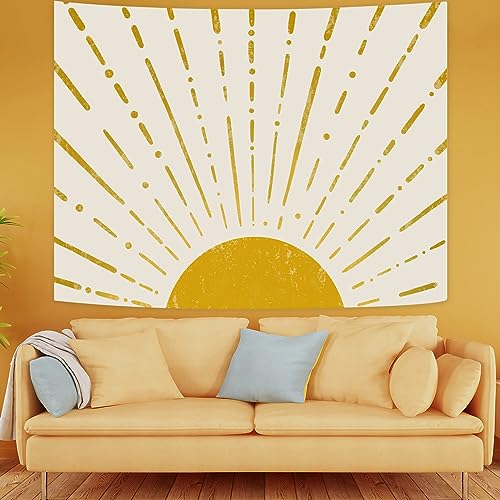Gold Boho Burning Sun Tapestry Wall Hanging