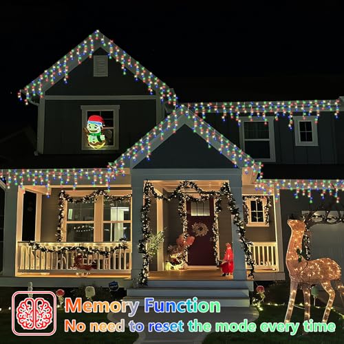 Multicolor Icicle Lights for Outside (33 Foot)