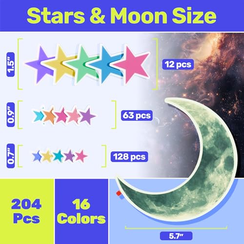 Glow in The Dark Stars and Moon for Ceiling