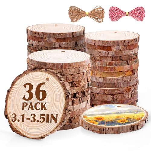 36 Pack Nature Wood Slices for Crafts (36 Count)