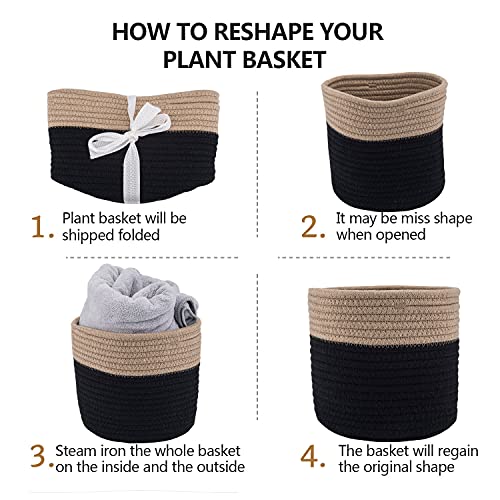 Woven Cotton Rope Plant Basket for 6" Pot H6 3