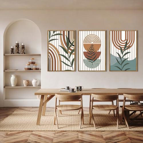 Large Boho Mid century Wood Wall Art Set