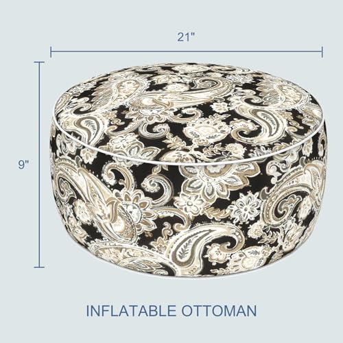 Indoor Outdoor Inflatable Ottoman with Handle D21 x H9 Inch