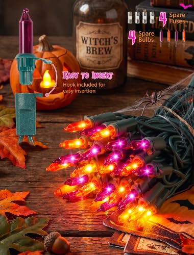 Purple and Orange Halloween Lights (26 Foot)