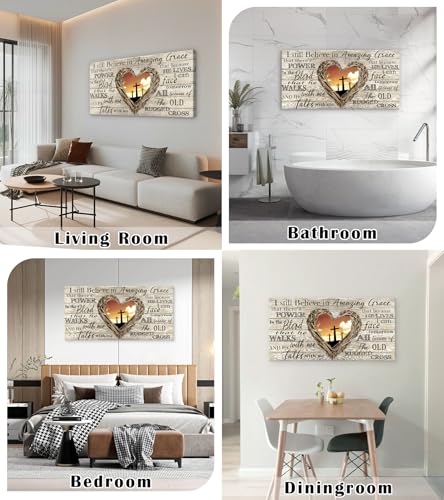 Amazing Grace Christian Wall Art Canvas Cross Decor