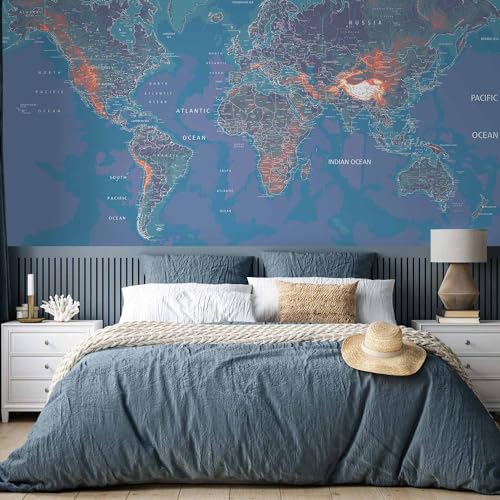 Wall Mural World Map 79x55 in (30.13 Sq Ft)