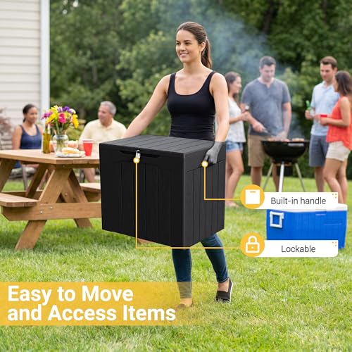 33 Gallon Resin Deck Box All Weather Outdoor Storage Boxes