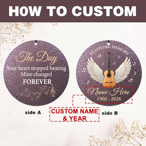Personalized Guitar Memorial Wind Chimes for Loss of Loved One