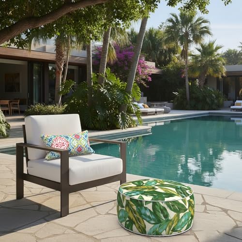 Indoor Outdoor Inflatable Ottoman with Handle D21 x H9 Inch