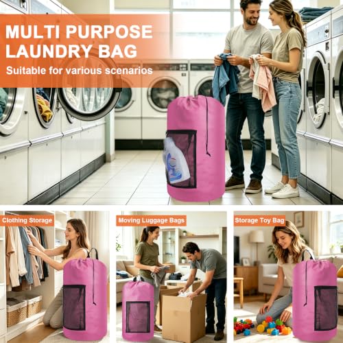 Laundry Bag Backpack Durable Laundry Bag with Shoulder Straps and Mesh Pockets Portable Laundry Hamper Dirty Clothes Bag for College