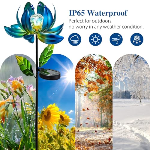 Solar Garden Lights Metal Flower Decor