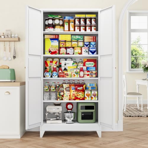 75" H Metal Storage Cabinet with 2 Doors and 4 Shelves