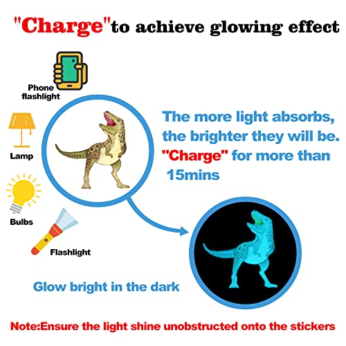 Dinosaur Wall Decals Glow in the Dark Wall Stickers Boys Room Decor (4 Count)