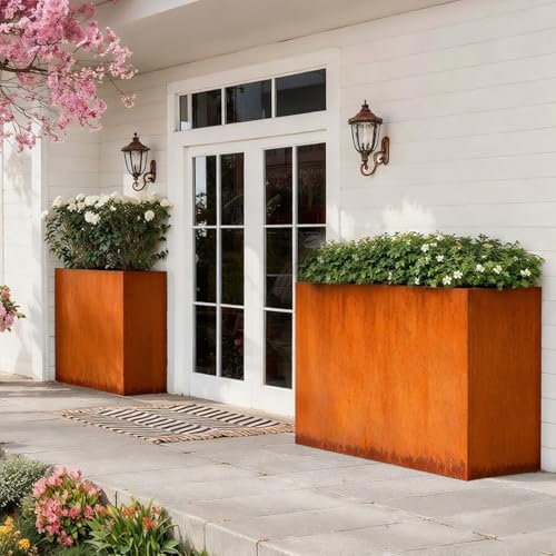 Corten Steel Planter Box 36" L x 15" W x 24" H Rusted Metal Outdoor Planter