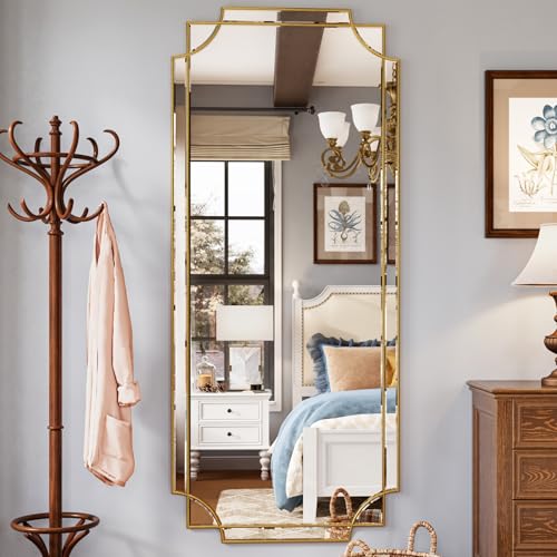 30"x70" Gold Foil Scalloped Edge Decorative Full Length Mirror