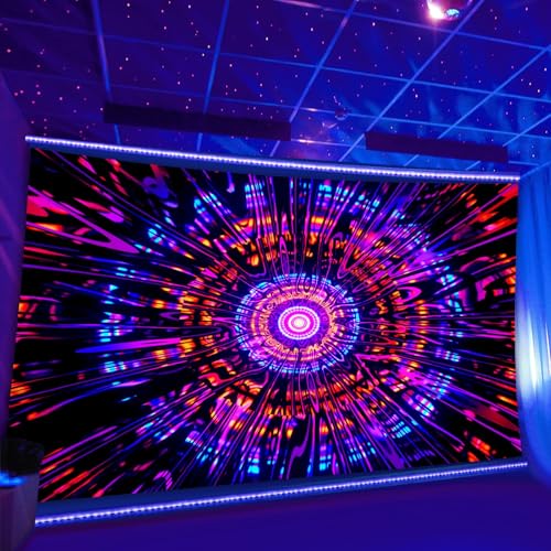 Blacklight Mandala Tapestry for Bedroom