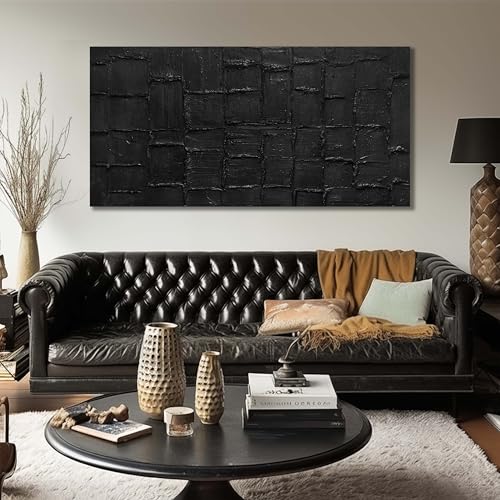 Minimalist Wall Paintings for Office Extra Large Canvas Wall Art for Dining Room Black Abstract Pictures for Living Room Size 36 x 72 Inch