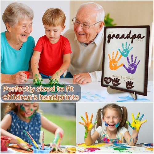 10" Hands Down Best Grandpa Ever DIY Handprint Kids Gifts Frame with Paints