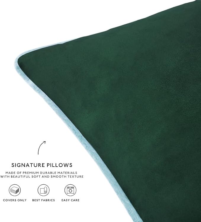 MONDAY MOOSE Decorative Throw Pillow Covers Cushion Cases, Set of 4 Soft Velvet Modern Double-Sided Designs, Mix and Match for Home Decor, Pillow Inserts Not Included (16x16 inch, Orange/Green)