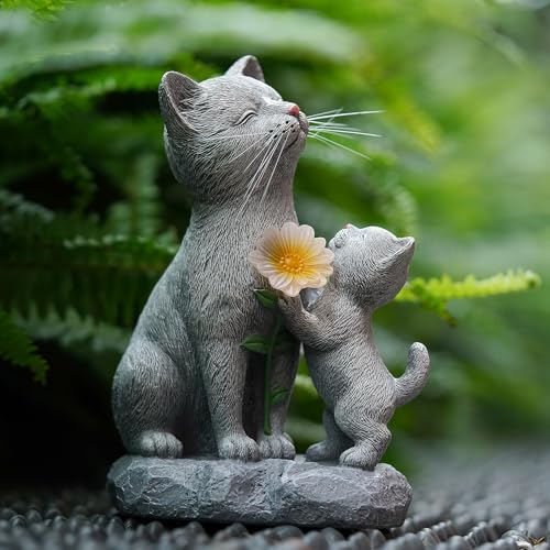 Solar Cat Garden Statue Outdoor Decor
