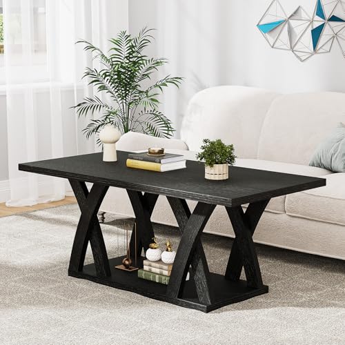 47" Farmhouse Coffee Table with Storage Shelf