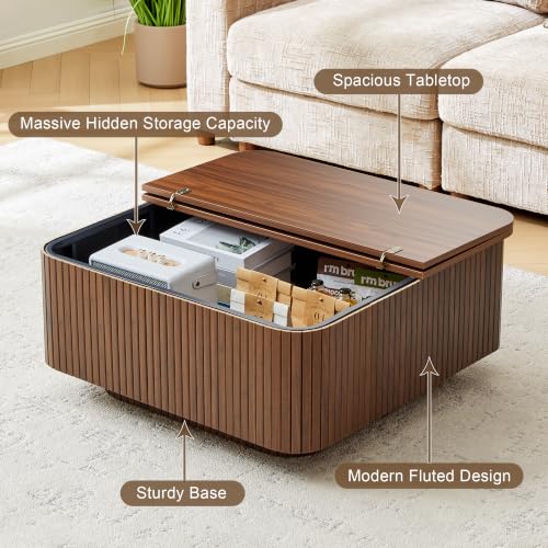 31.5" Square Coffee Table with Storage