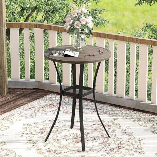 28" Round Outdoor Bar Table with Adjustable Umbrella Hole