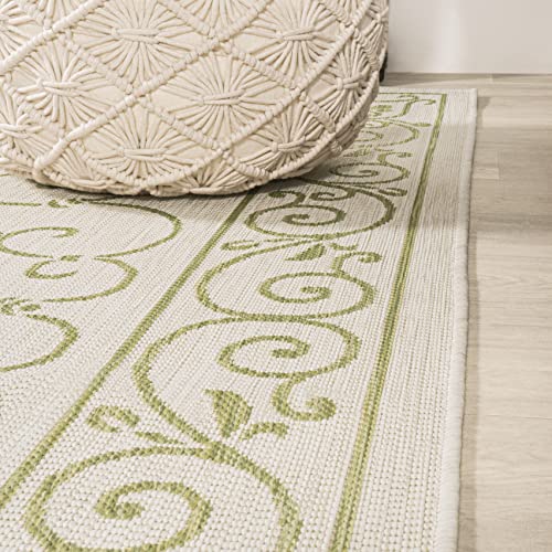 Vintage Filigree Indoor Outdoor Runner Rug 2X8 Cream