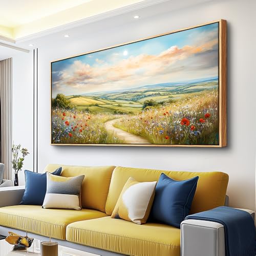 Large Wall Art For Living Room Canvas Wall Decor For Bedroom Mountain Path Landscape Painting Wood Frame Farmhouse Restaurant Home Wall Decorations Art Print Posters Ready To Hang 20"X40"