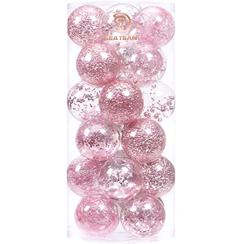 24 Pack Clear Christmas Ball Ornaments with Fillers (24 Count)