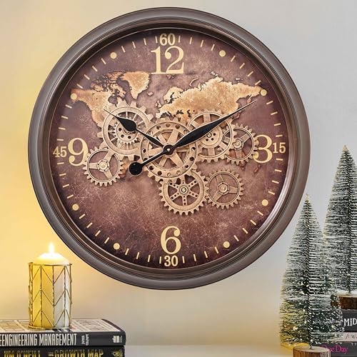 24 Inch Moving Gear Wall Clock for Living Room