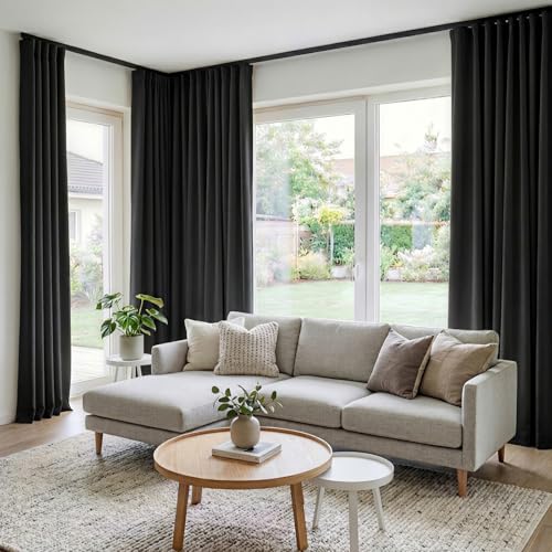 Room Divider Curtains Blackout Floor to Ceiling Curtain with Hook Wall Mount Sliding Door Curtains Ceiling Mount Extra Wide Curtain Wall Divider for Room Separation