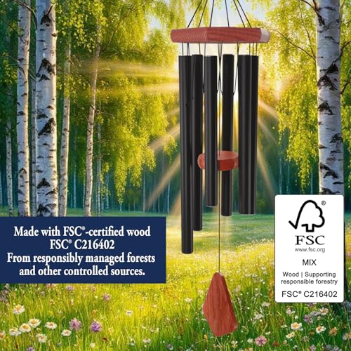 Wind Chimes for Outside 30 inch Black Aluminum Garden Patio Gift Decor Yard