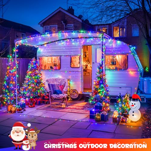 2 Pack Solar String Light 100LED 32.8ft 8 Modes Solar Christmas Lights Waterproof for Gardens (65.6 Foot)