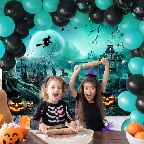 8x6ft Green Halloween Backdrop Spooky Photography Background