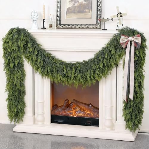 1PCS 9FT Lifelike Touch Artificial Cedar Garland for Mantle Christmas Decor
