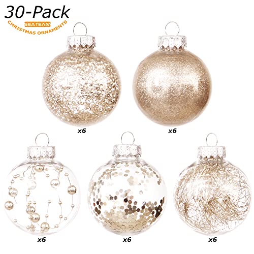 30 Pack Clear Christmas Ball Ornaments with Fillers (30 Count)