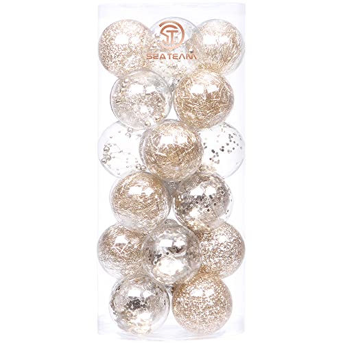 24 Pack Clear Christmas Ball Ornaments with Fillers (24 Count)