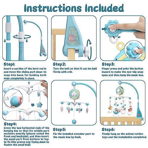 Baby Mobile for Crib with 150 Melodies & Projector Blue