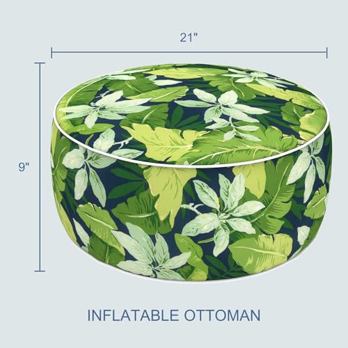 Indoor Outdoor Inflatable Ottoman with Handle D21 x H9 Inch