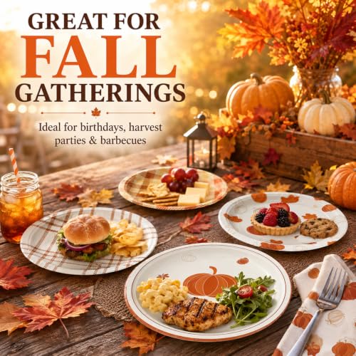 48Pcs Fall 7inch Paper Plates (48 Count)