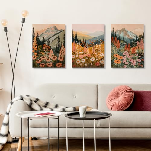 Wrapped Canvas Daisy Mountain Wildflower Wall Art Set of 3 (3 Count)