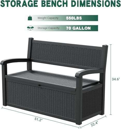 70 Gallon Lockable Outdoor Storage Bench Waterproof
