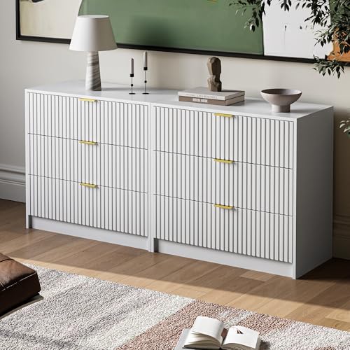 White Fluted Dresser for Bedroom