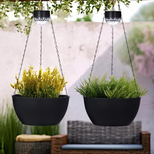 2 Pack Solar Hanging Planters for Plants Outdoor (2 Count)