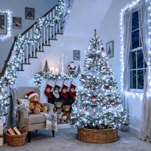 66ft 200 LED White Christmas String Lights Indoor Outdoor Plug in (66 Foot)
