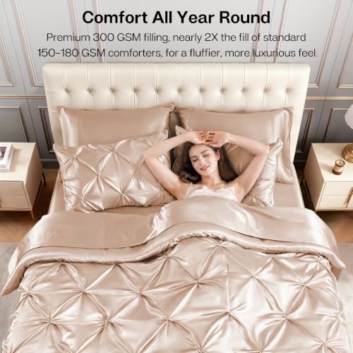 Satin Queen Comforter Set Champagne
